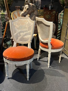 18th Century French Hand Carved Wooden Cane Dining Chair Louis XVI Period