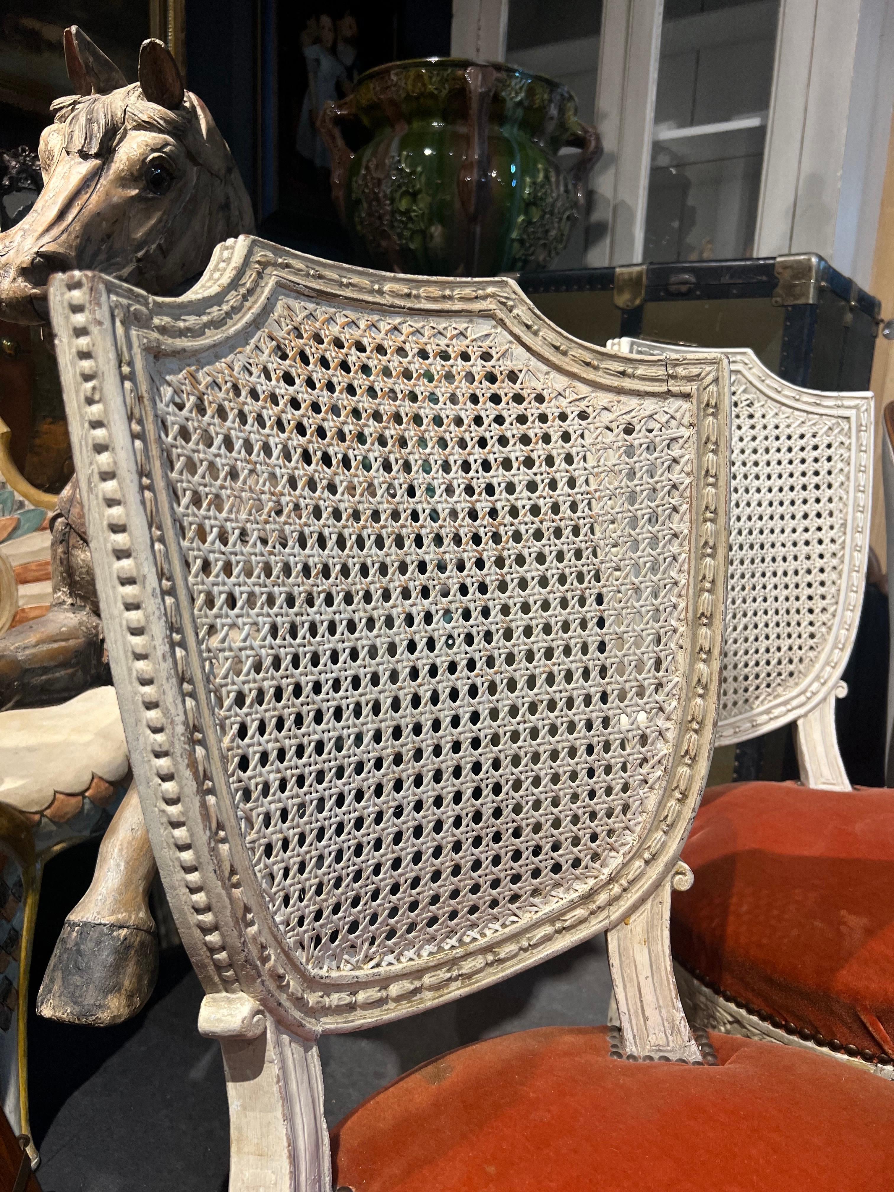 18th Century French Hand Carved Wooden Cane Dining Chair Louis XVI Period In Good Condition For Sale In Sofia, BG