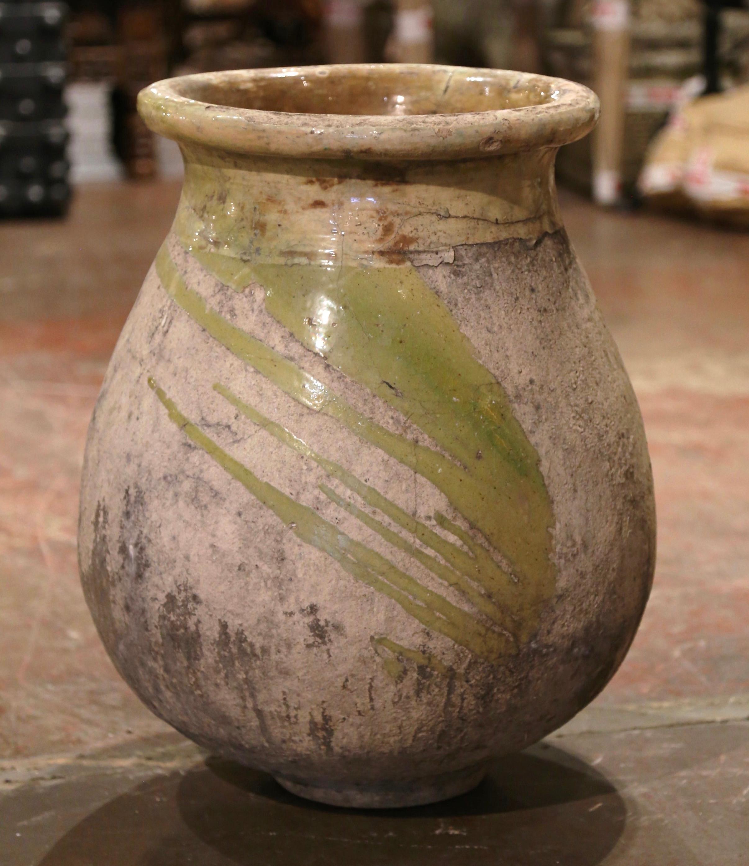 Hand-Carved 18th Century, French, Hand Crafted Terracotta Olive Jar from Biot Provence