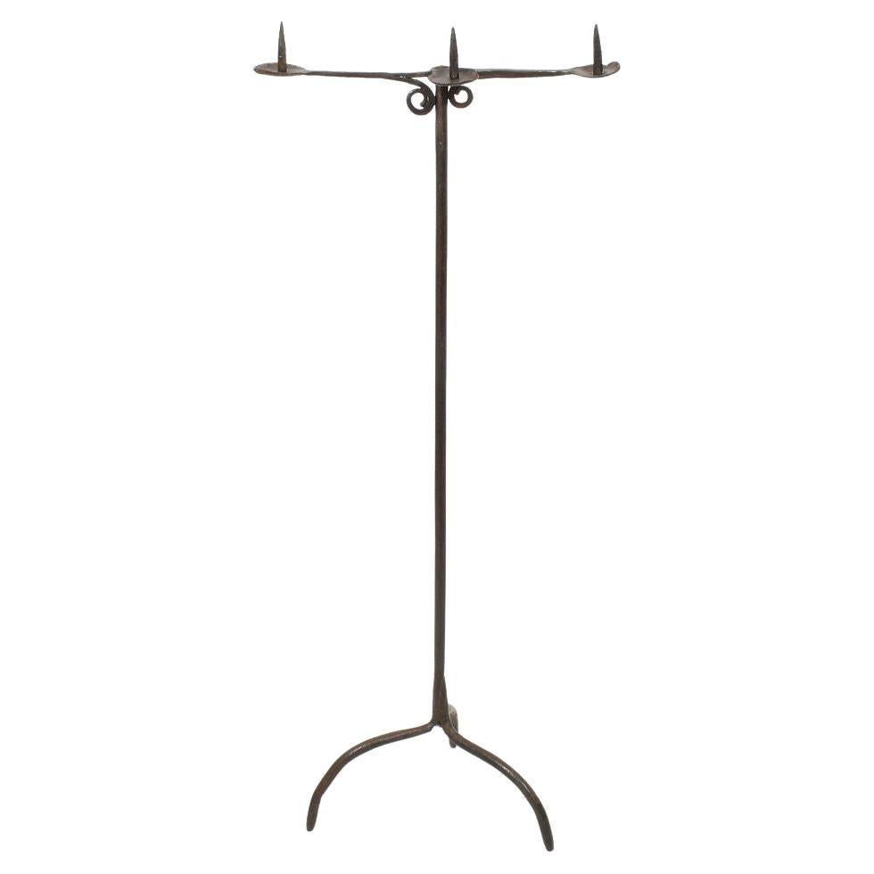 18th Century French Hand Forged Iron Candleholder
