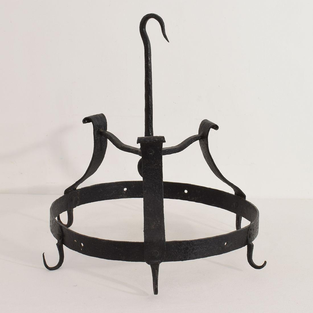 Large hand forged iron game rack,
France, circa 1750.