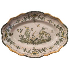 18th Century French Hand Painted Ceramic Wall Platter from Moustiers