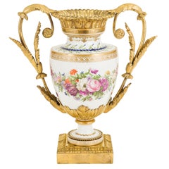 18th Century French Hand Painted Porcelain in Gilt-Mount 'Ormolu', Centrepiece