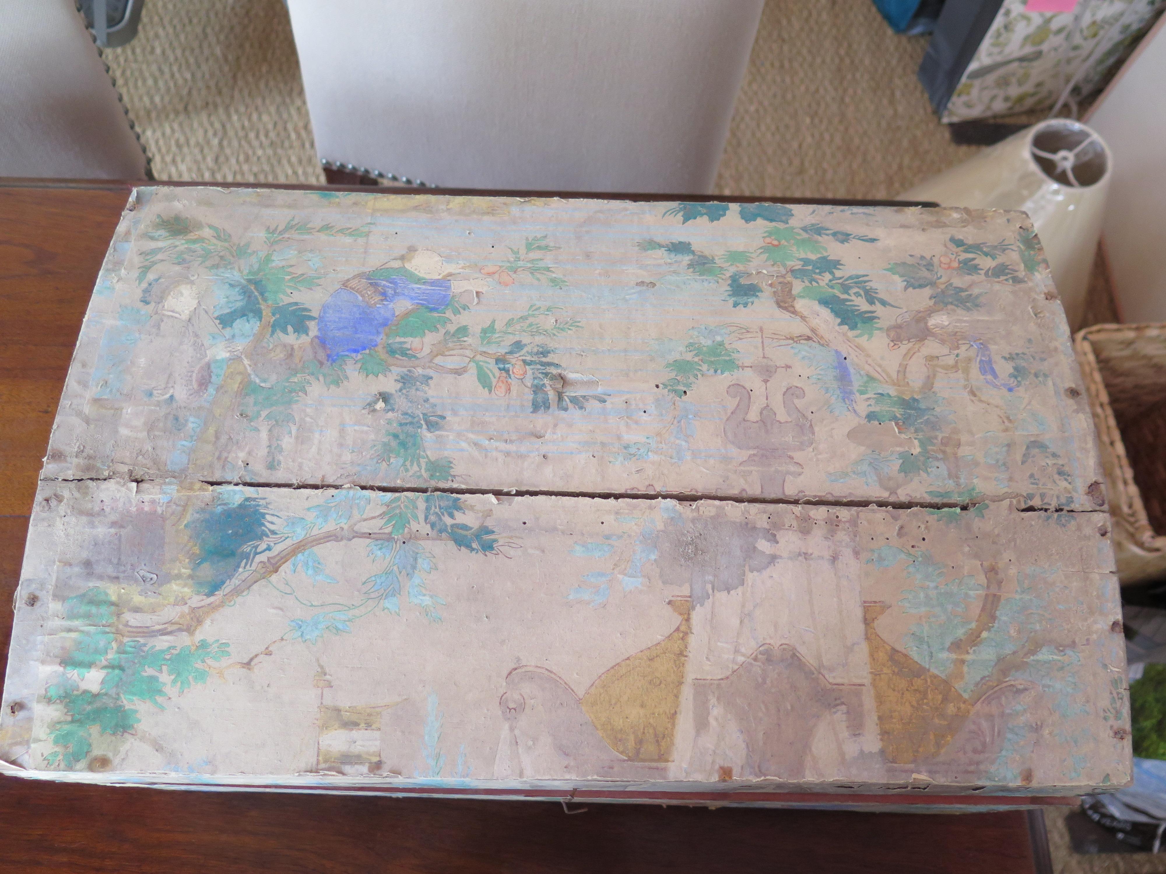 Wood 18th Century French Hand-Painted Wedding Box