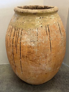 18th Century French Hand Thrown Terracotta Olive Jar With Lime Glazing