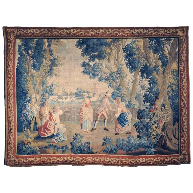 18th Century French Handwoven Aubusson Tapestry, The "Colin-Maillard" Game
