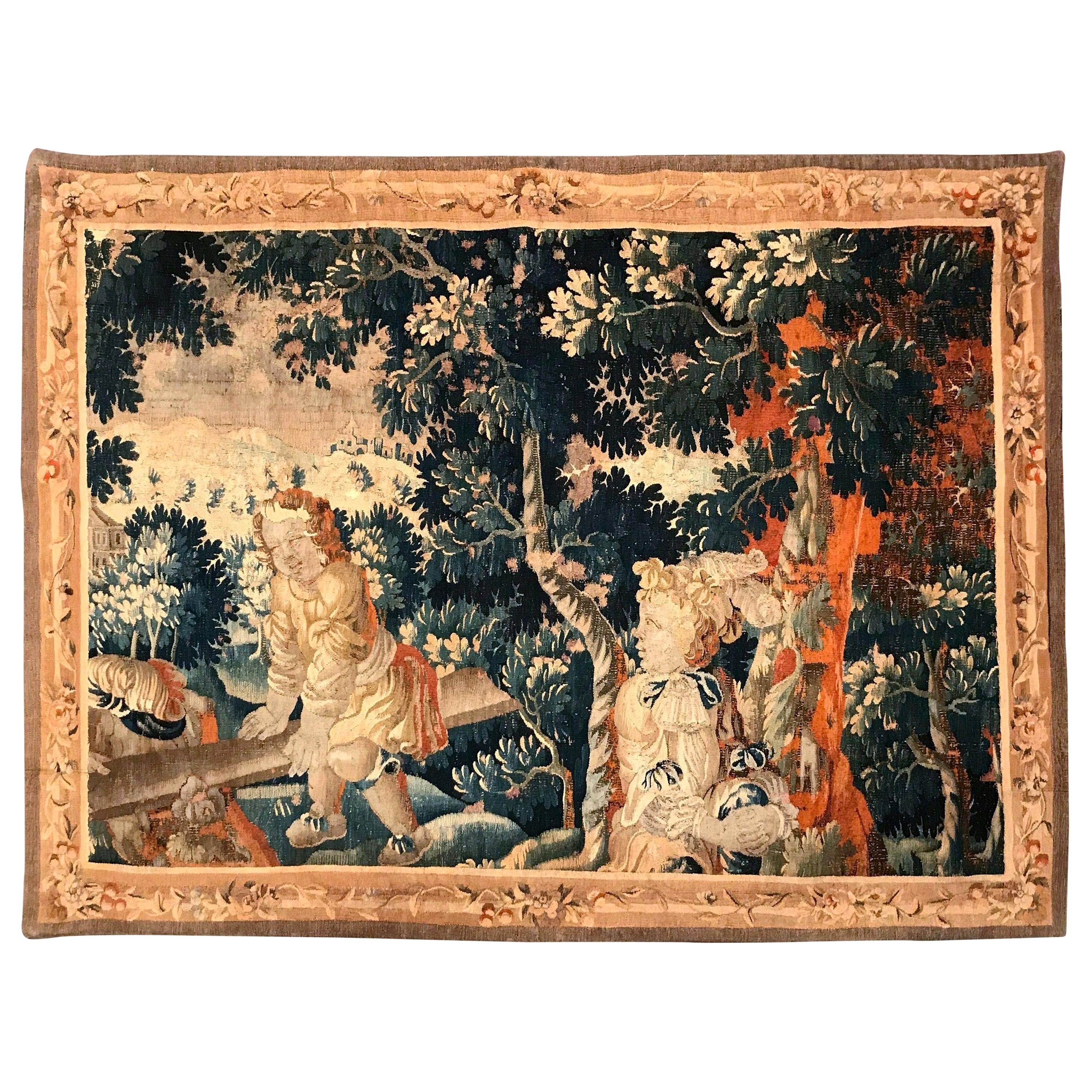 18th Century French Handwoven Aubusson Tapestry with Cherubs