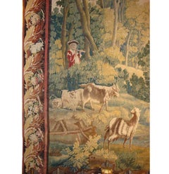 18th Century French Aubusson Tapestry with Pastoral Landscape and Goats