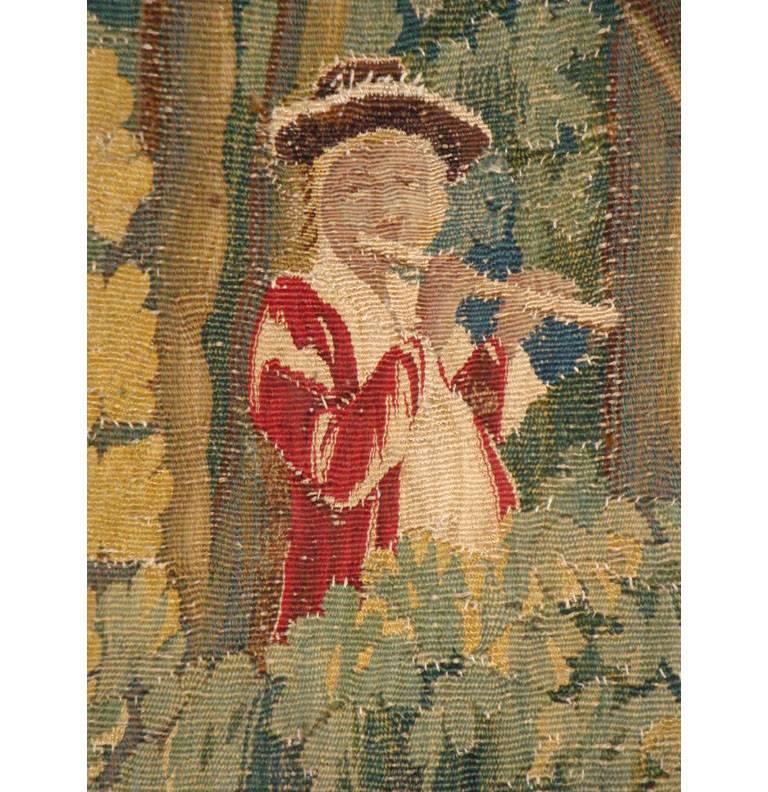 Louis XVI 18th Century French Handwoven Pastoral Verdure Aubusson Tapestry For Sale