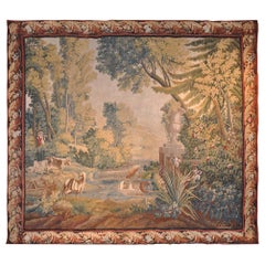 18th Century French Handwoven Pastoral Verdure Aubusson Tapestry