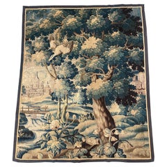 Tapisserie murale française du 18ème siècle tissée à la main de Verdure Aubusson