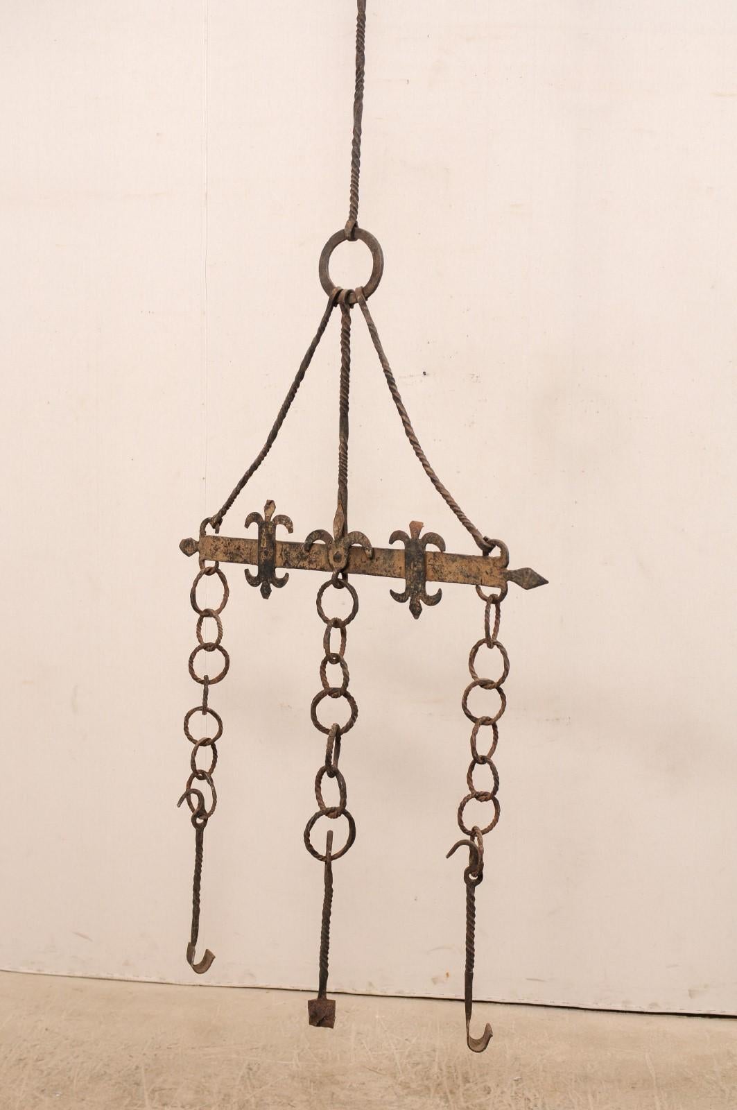 18th Century and Earlier 18th Century French Hanging Iron Fireplace Accessory For Sale