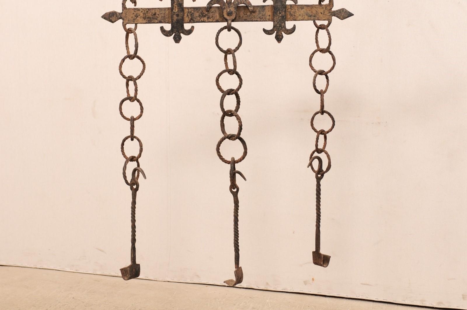 18th Century French Hanging Iron Fireplace Accessory For Sale 1