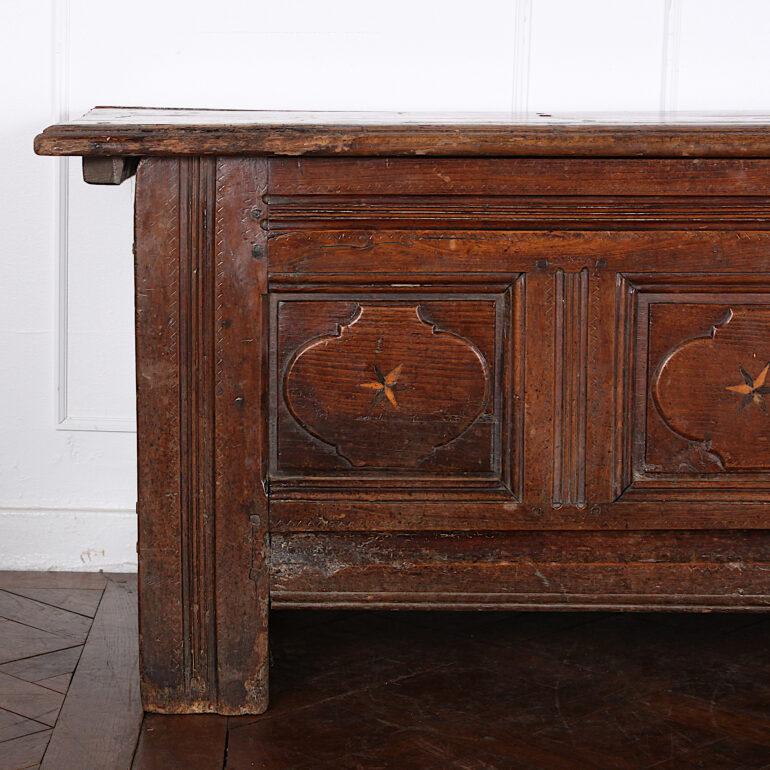 18th Century French Inlaid Chestnut and Oak Coffer Blanket Chest 2
