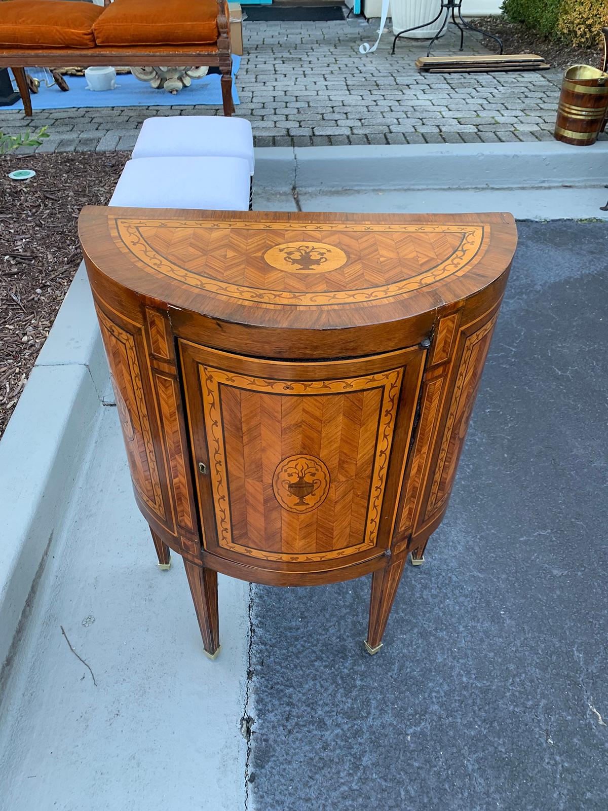 18th Century and Earlier 18th Century French Inlaid Demilune Cabinet