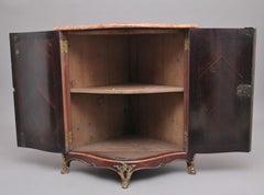 18th Century French Inlaid Tulipwood and Marble Top Corner Cupboard