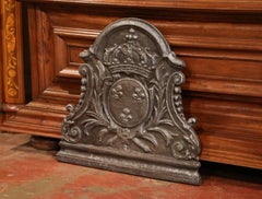 18th Century French Iron Fireback with Crown and Crest of Kingdom of France