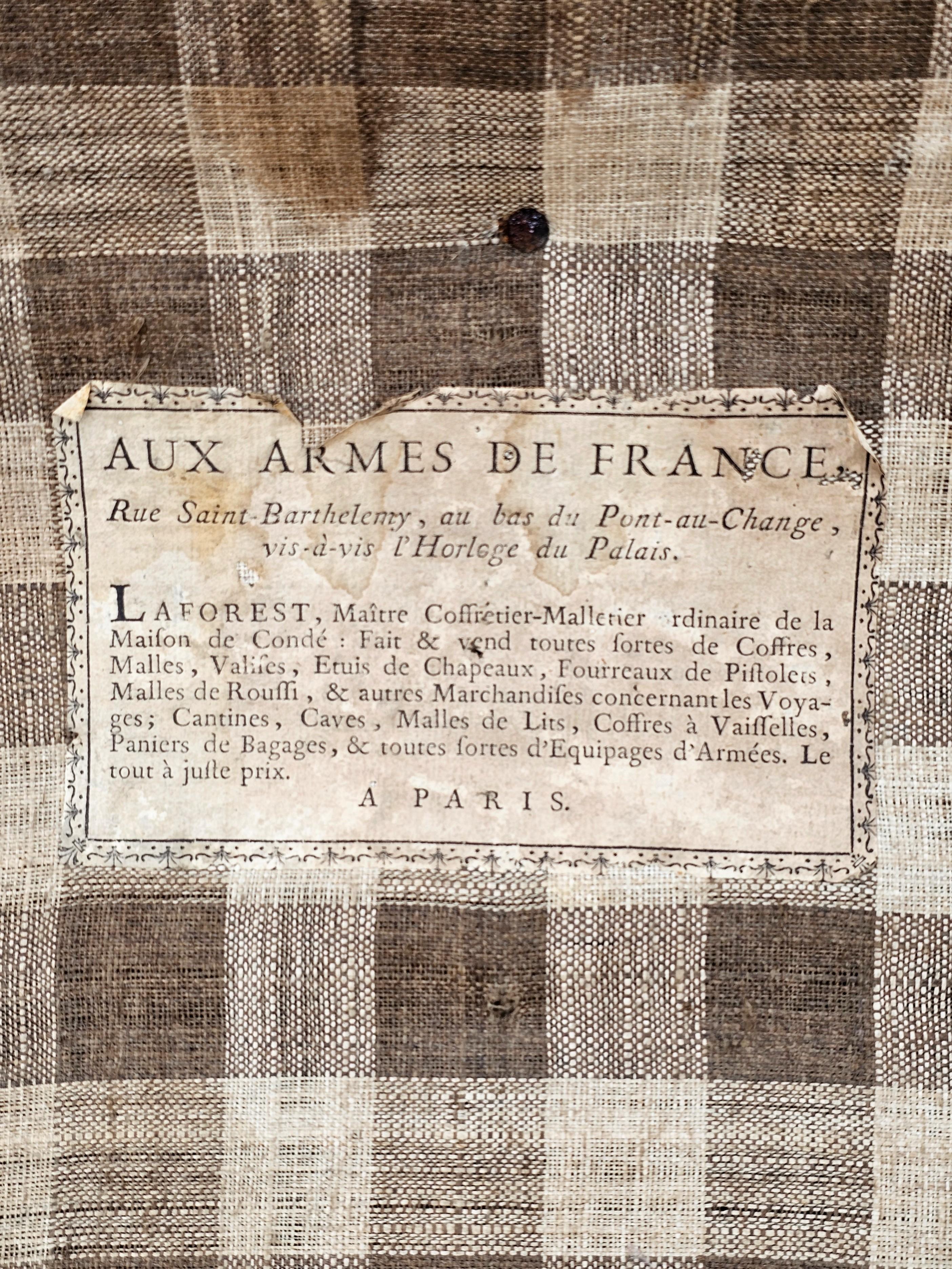 18. Jahrhundert Französisch La Forest signiert Holz verstecken Eisen Travel Chest Storage Trunk  im Angebot 5