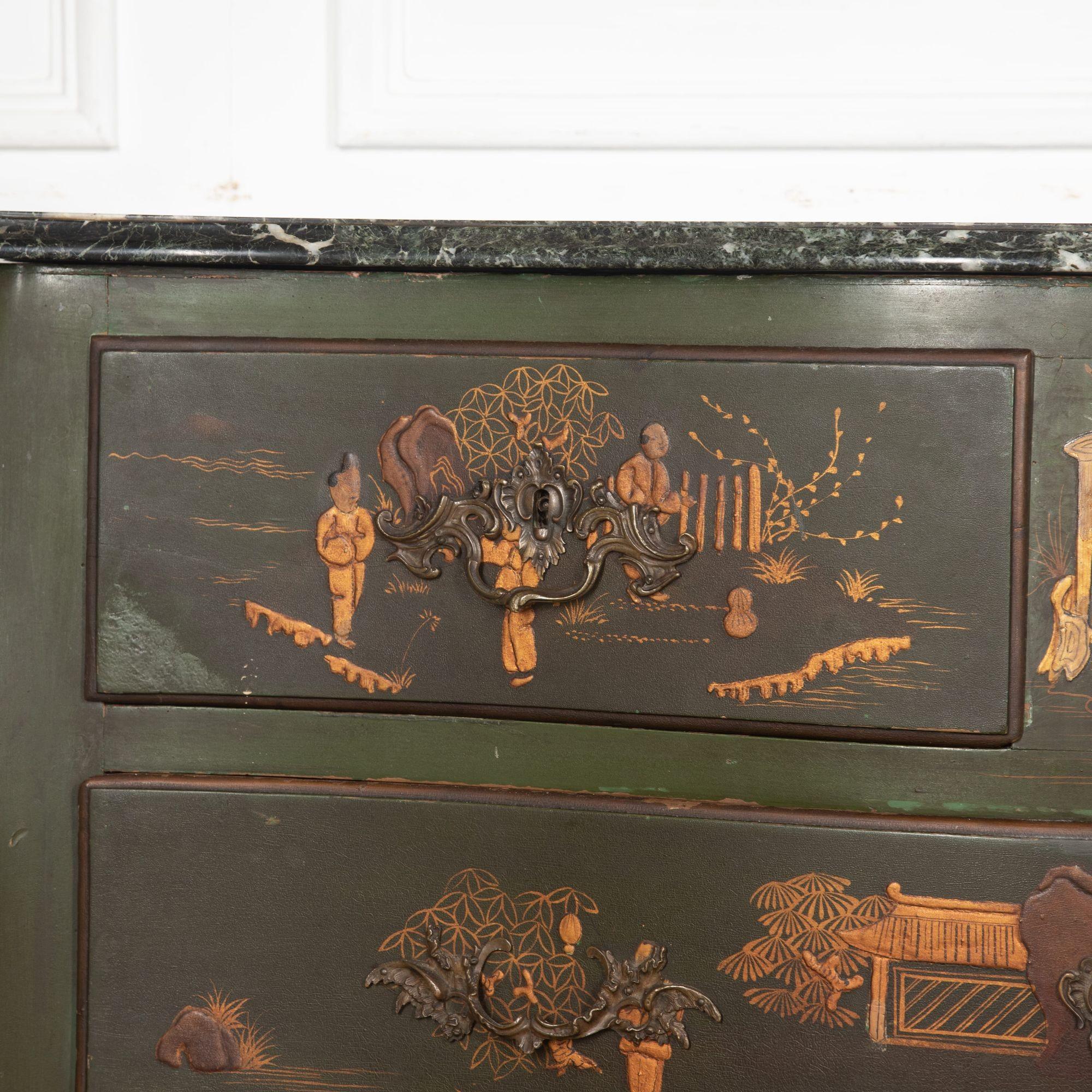 Marble 18th Century French Lacquered Commode For Sale