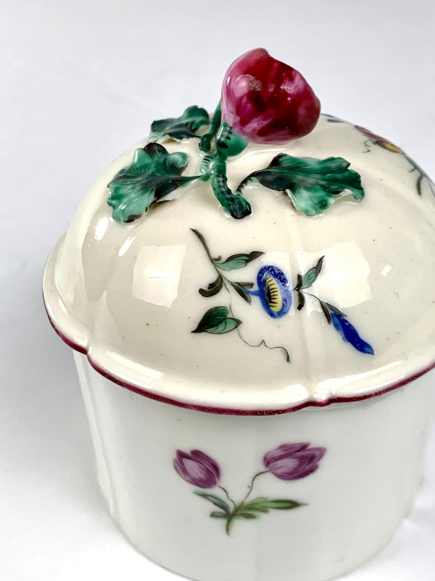 18th Century French Lady's Blush Pot Mennecy Soft Paste Porcelain Hand-Painted 4