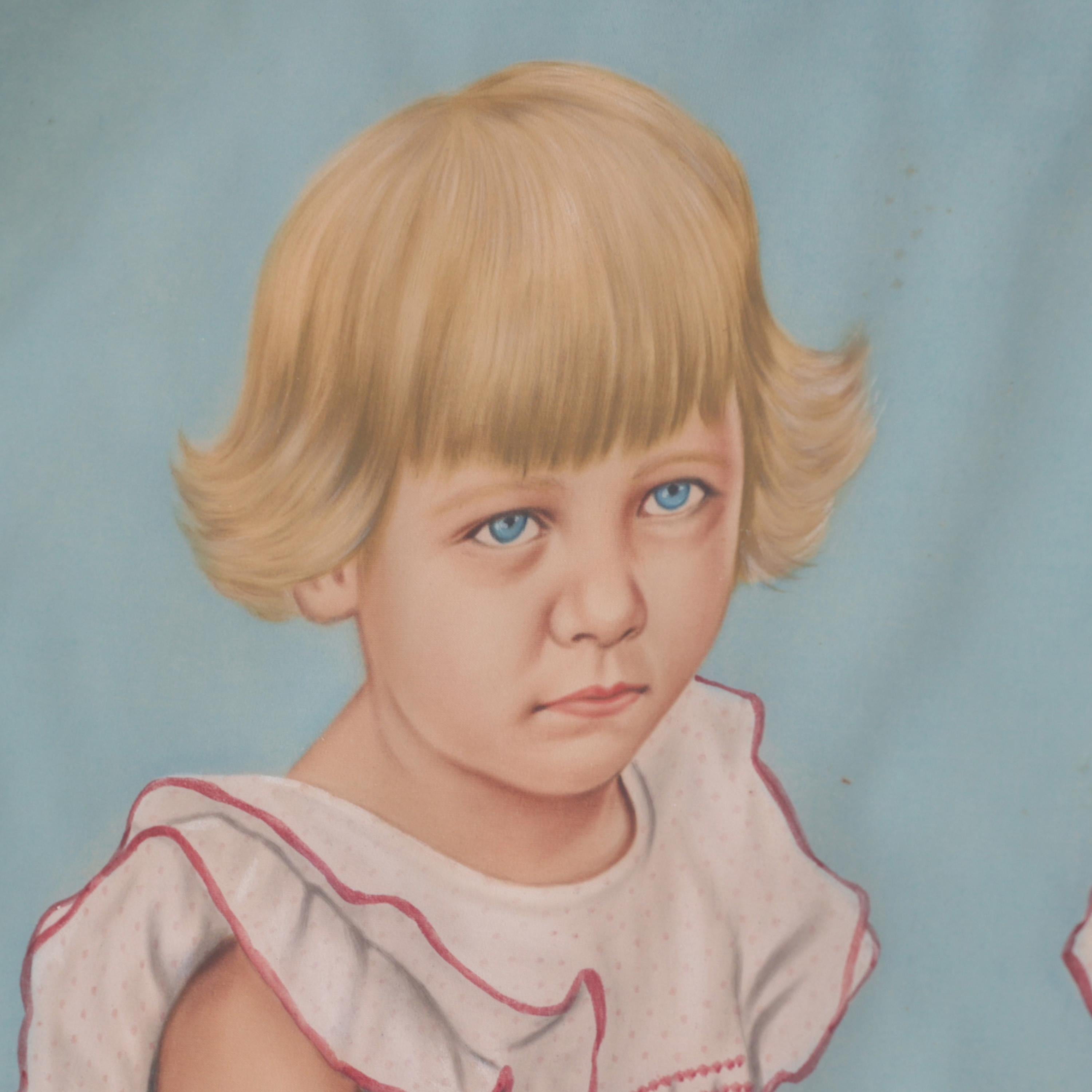 Panting of Twins, acrylique sur toile MCM Américain Bon état - En vente à Southbury, CT