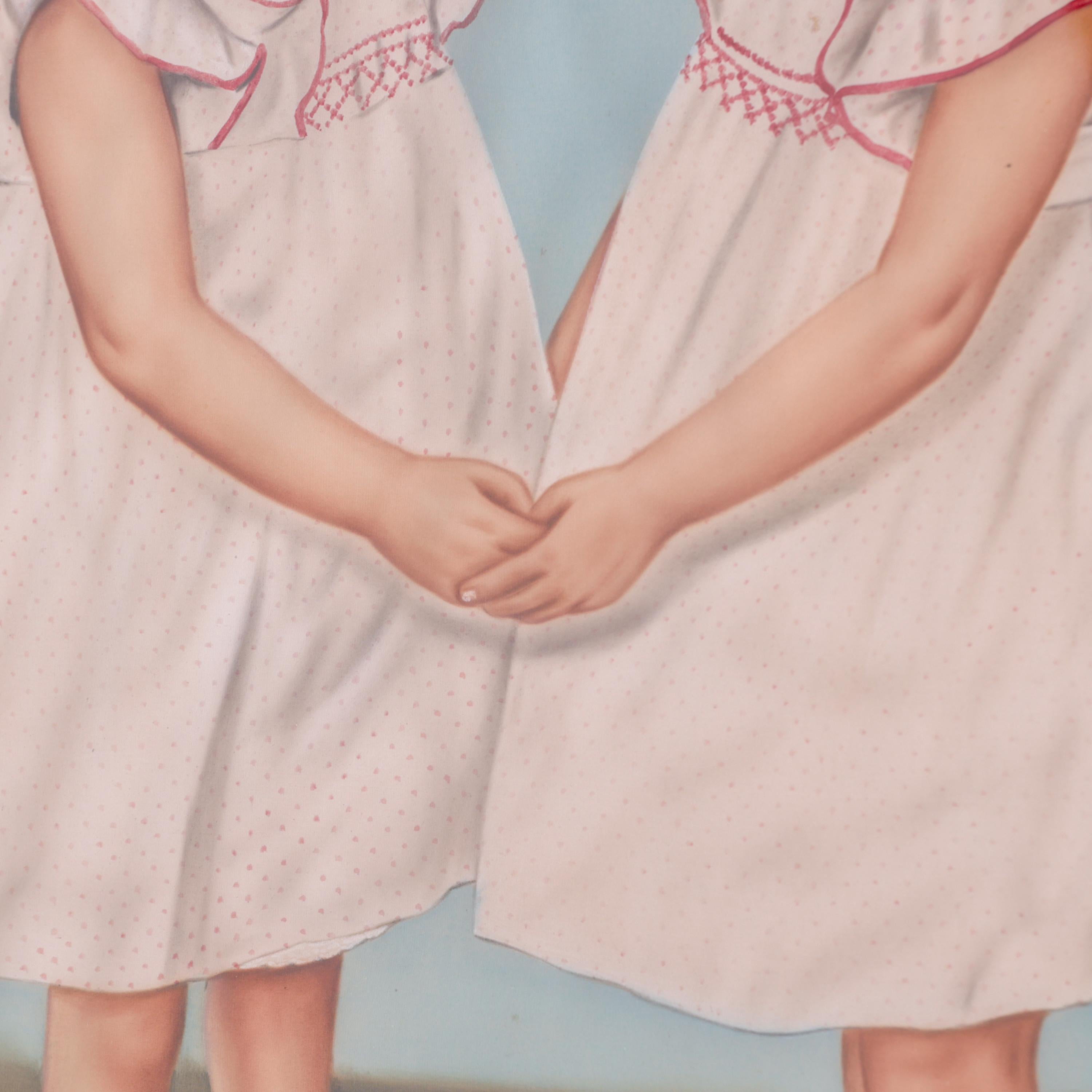 20ième siècle Panting of Twins, acrylique sur toile MCM Américain en vente