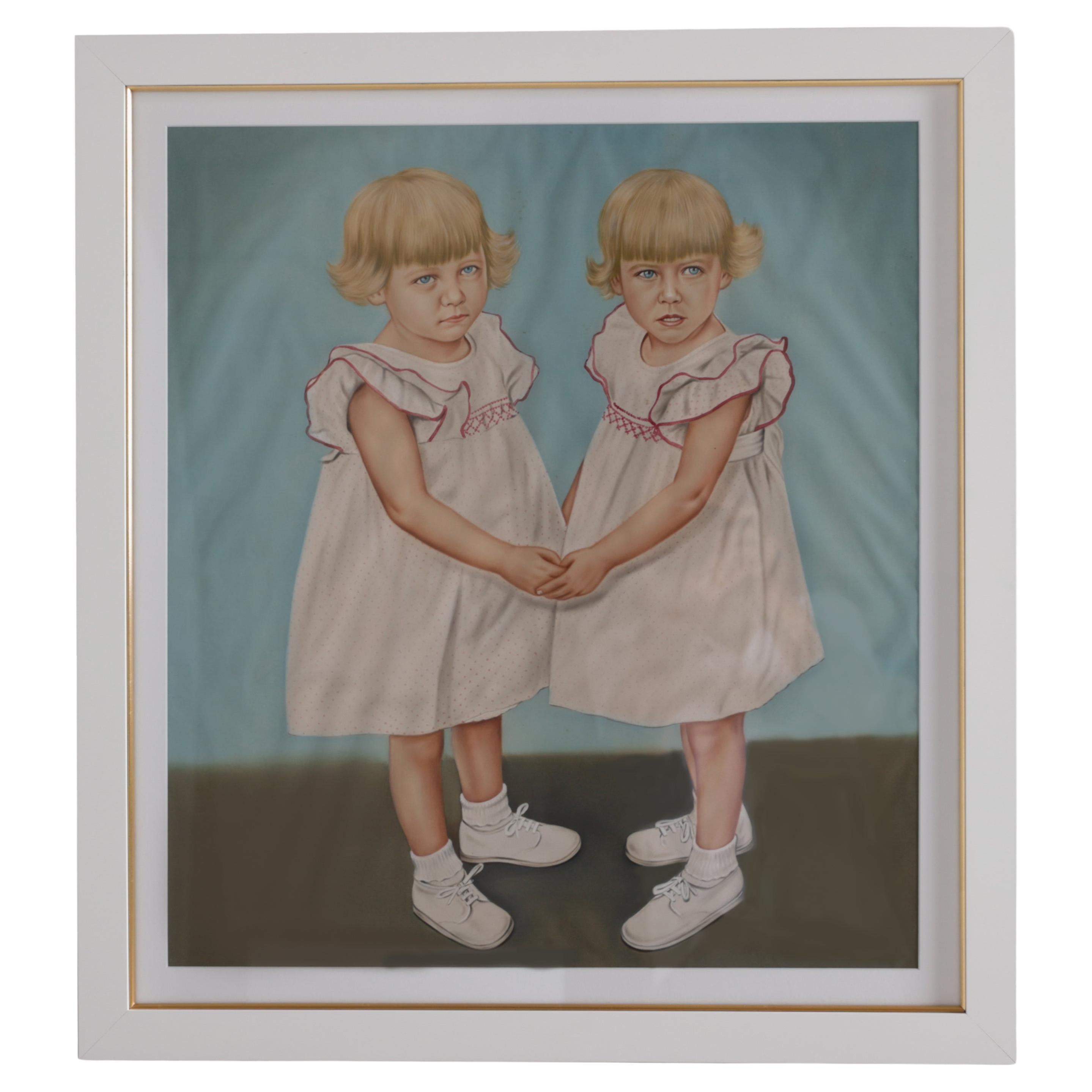 Panting of Twins, Acrylic on Canvas MCM American