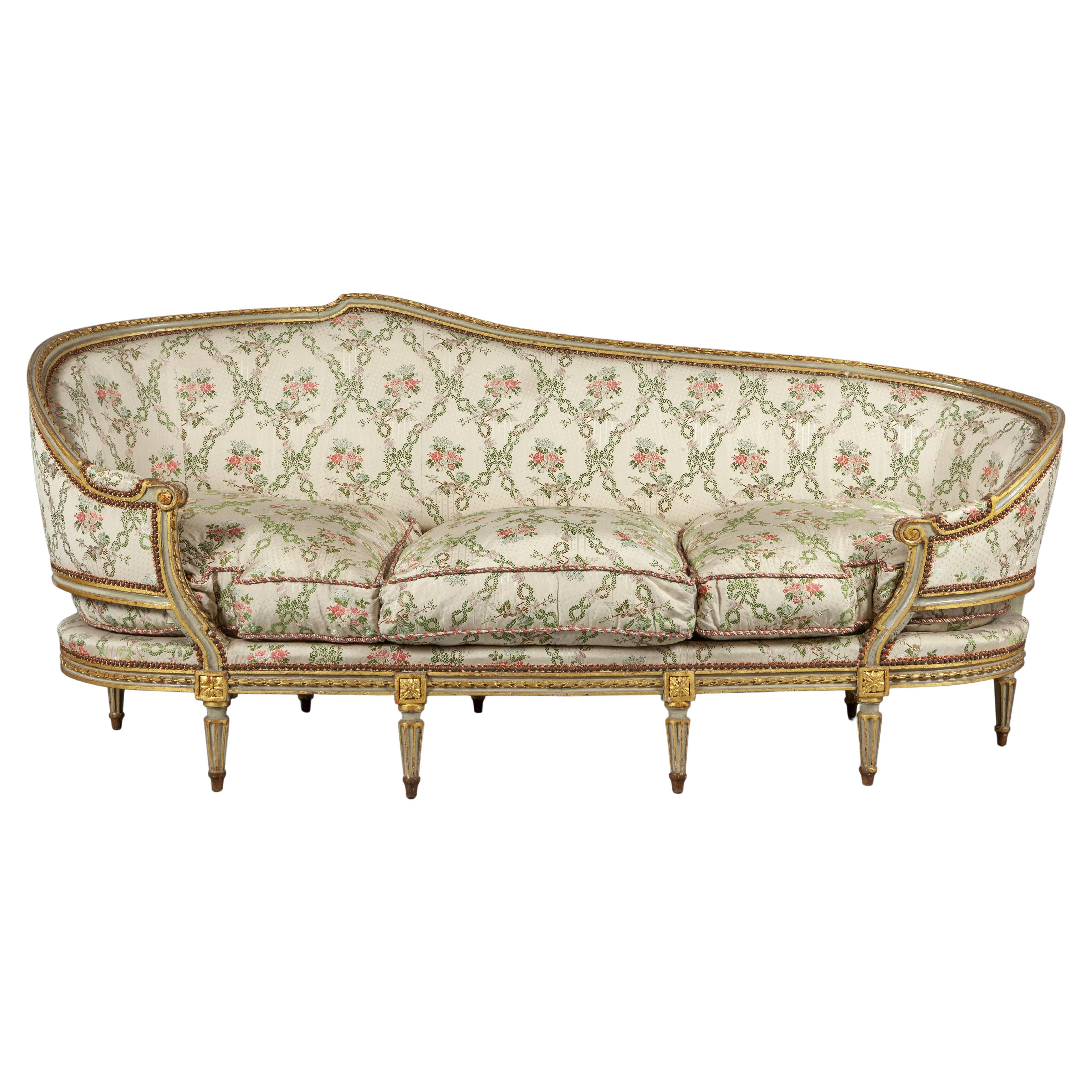 18th Century, French Laquered Giltwood Louis XVI Sofa by Pierre Nicolas Pillot
