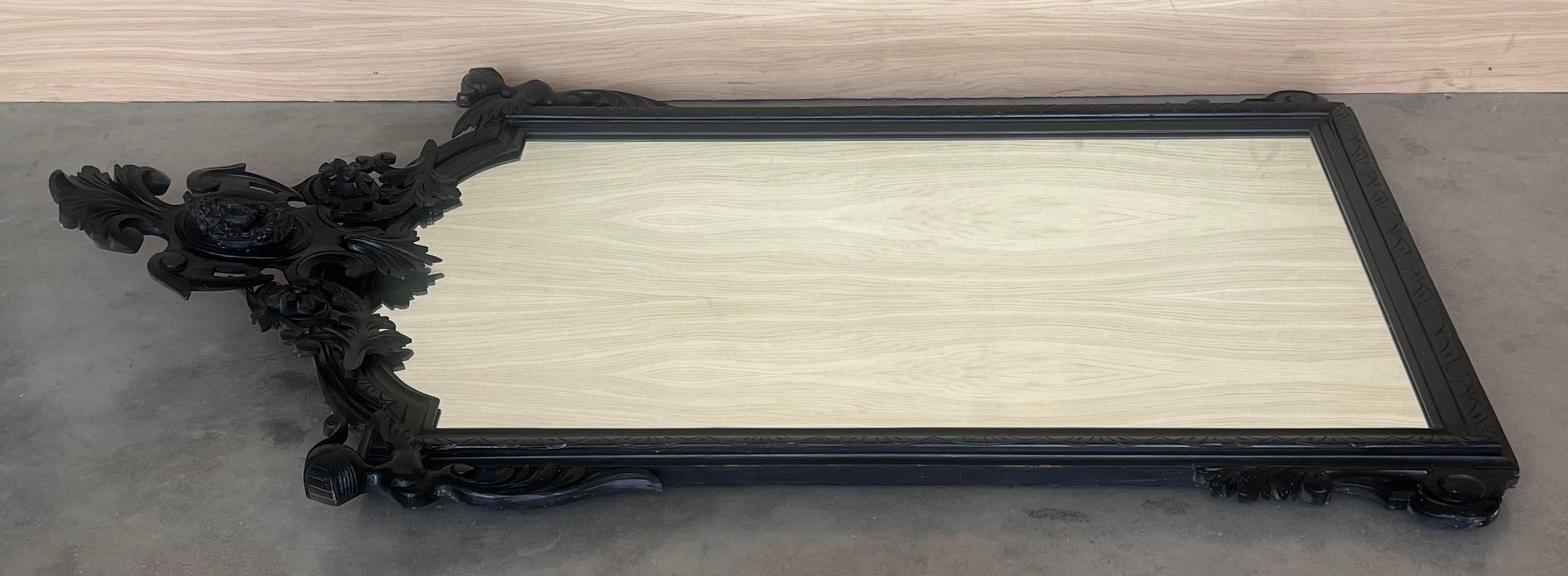 Late 18th Century 18th Century French Large Flemish Baroque Walnut Ebonized Mirror For Sale
