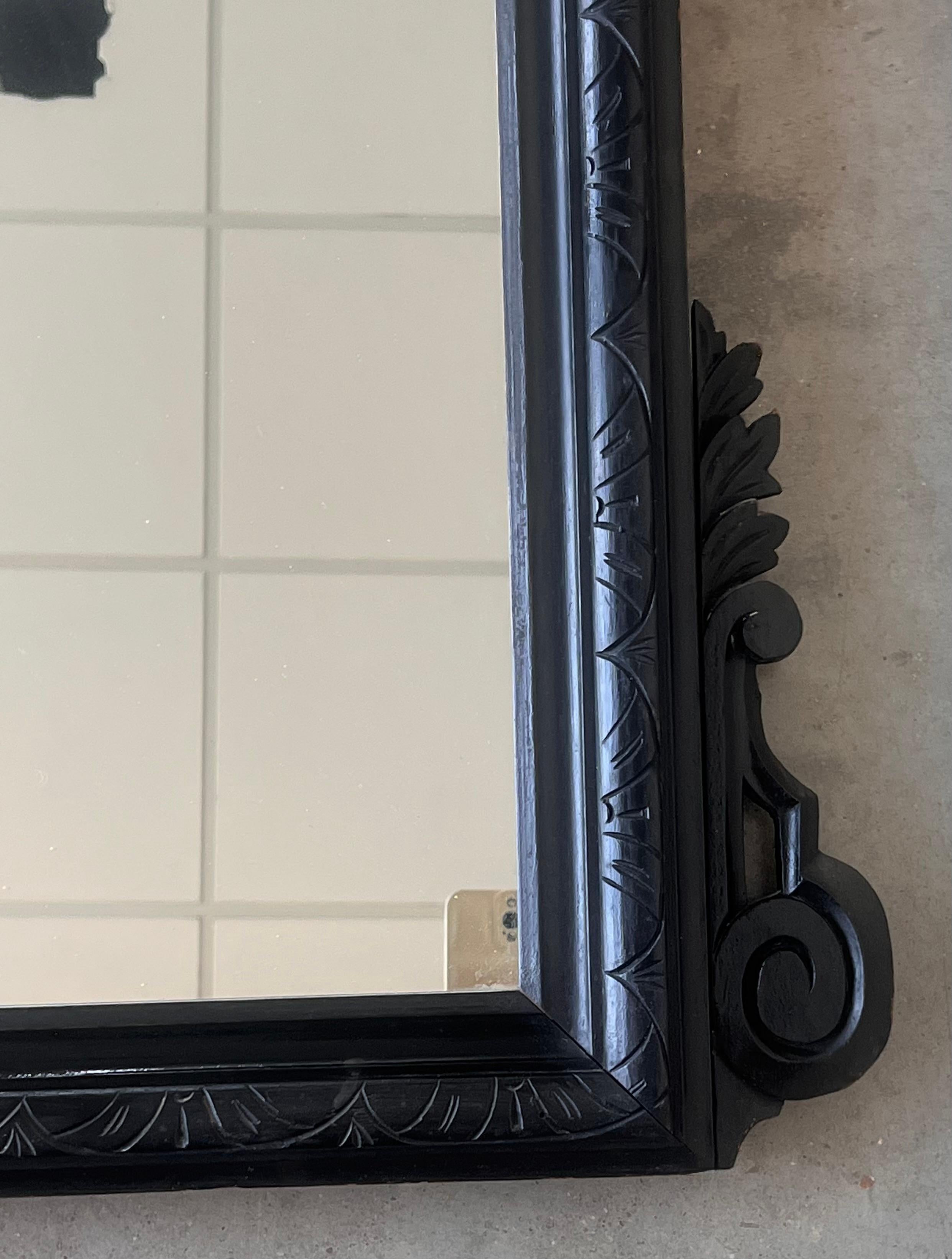 18th Century French Large Flemish Baroque Walnut Ebonized Mirror For Sale 4