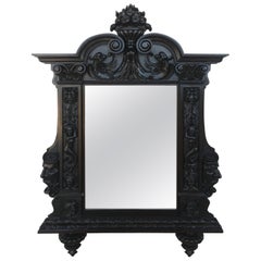 18th Century French Large Flemish Baroque Walnut Ebonized Mirror