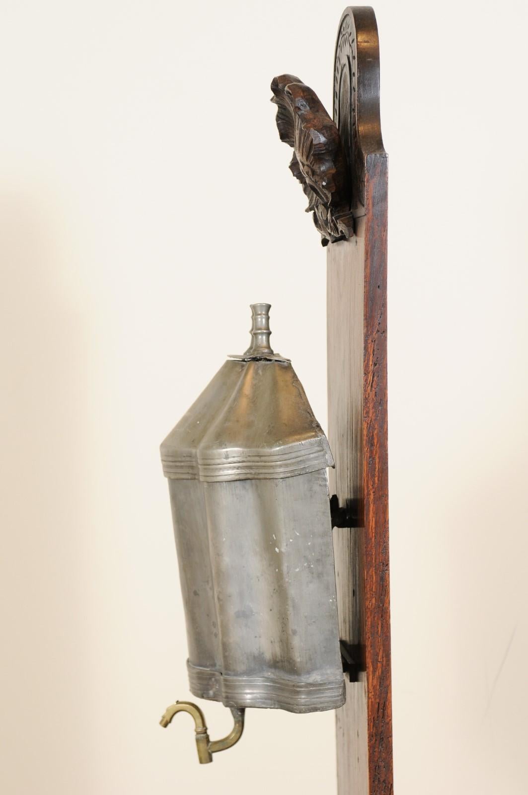18th Century French Lavabo in Oak & Pewter For Sale 2