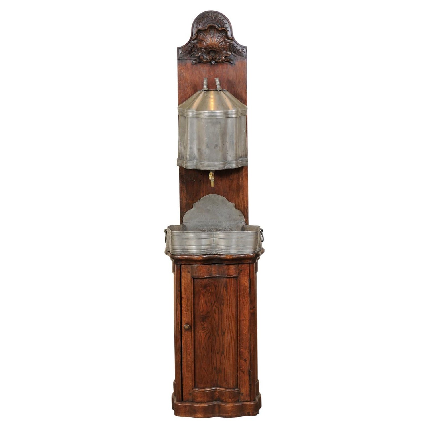 Lavabo francese del XVIII secolo in Oak e peltro