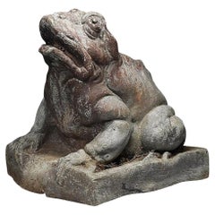 Sapo de jardín de plomo francés del siglo XVIII Grande