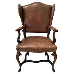 Antique 18th Century French Leather Reclining Chair
