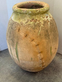 18th Century French Lemon Lime Green Glazed Earthenware Biot With Staple Repair.