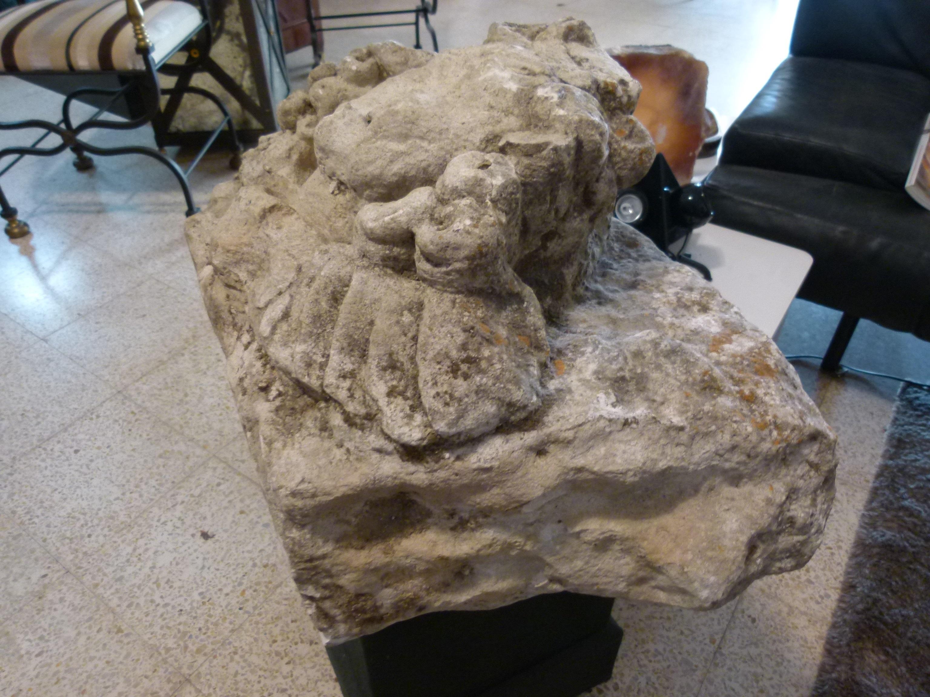 French Limestone Capital representing the head of a woman 4