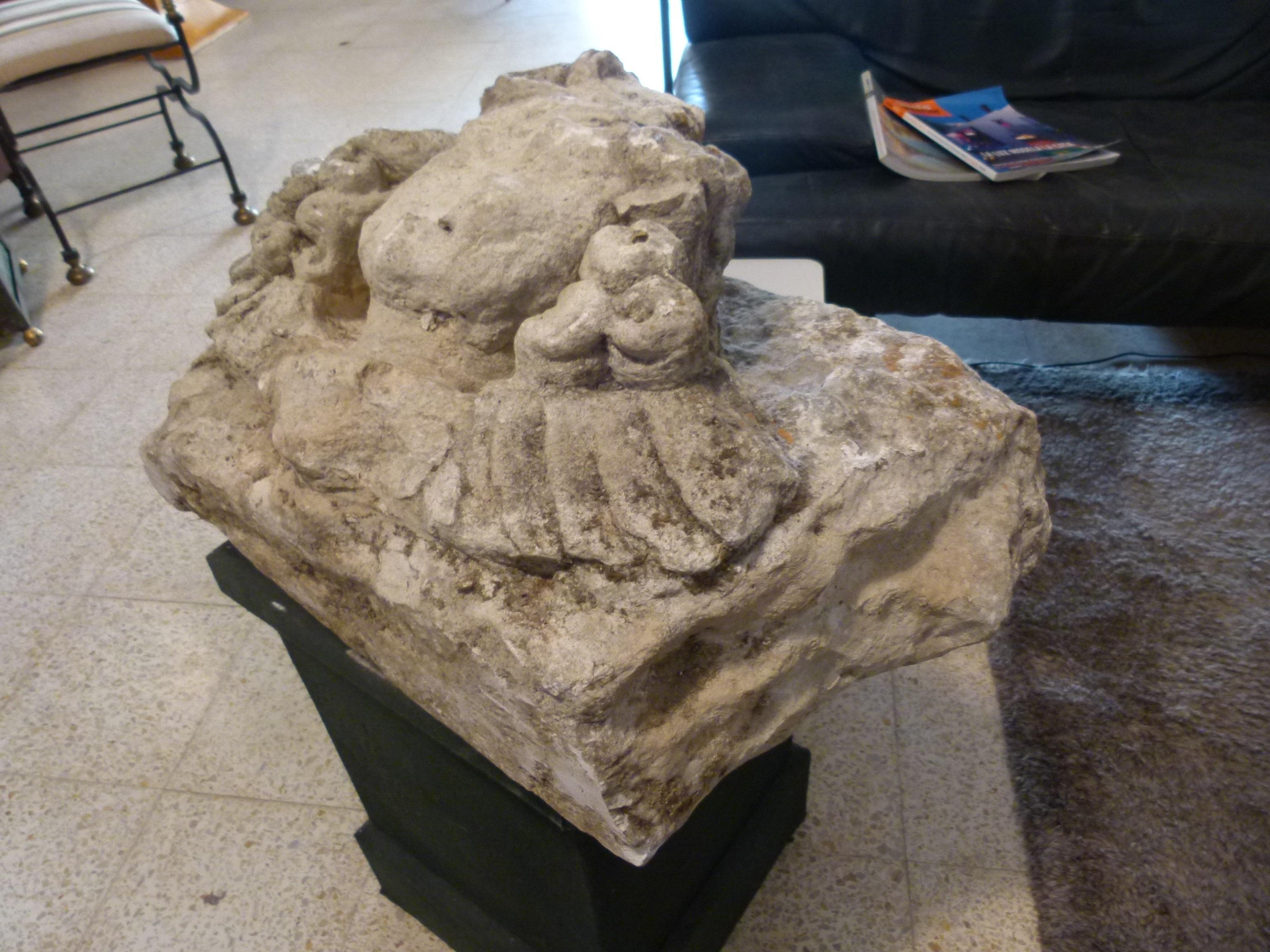 French Limestone Capital representing the head of a woman 5