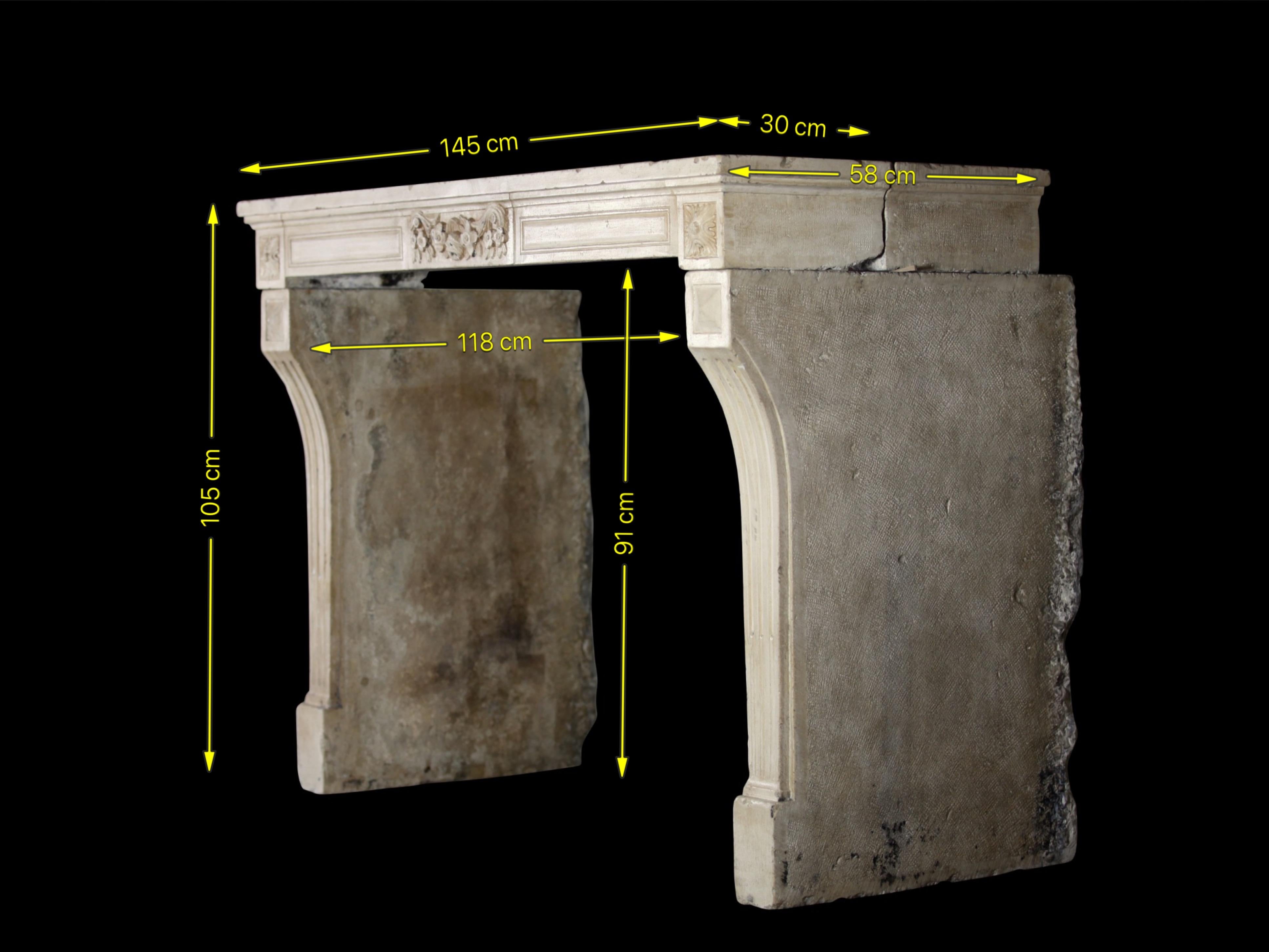 18th Century French Limestone Country Antique Fireplace Surround 5