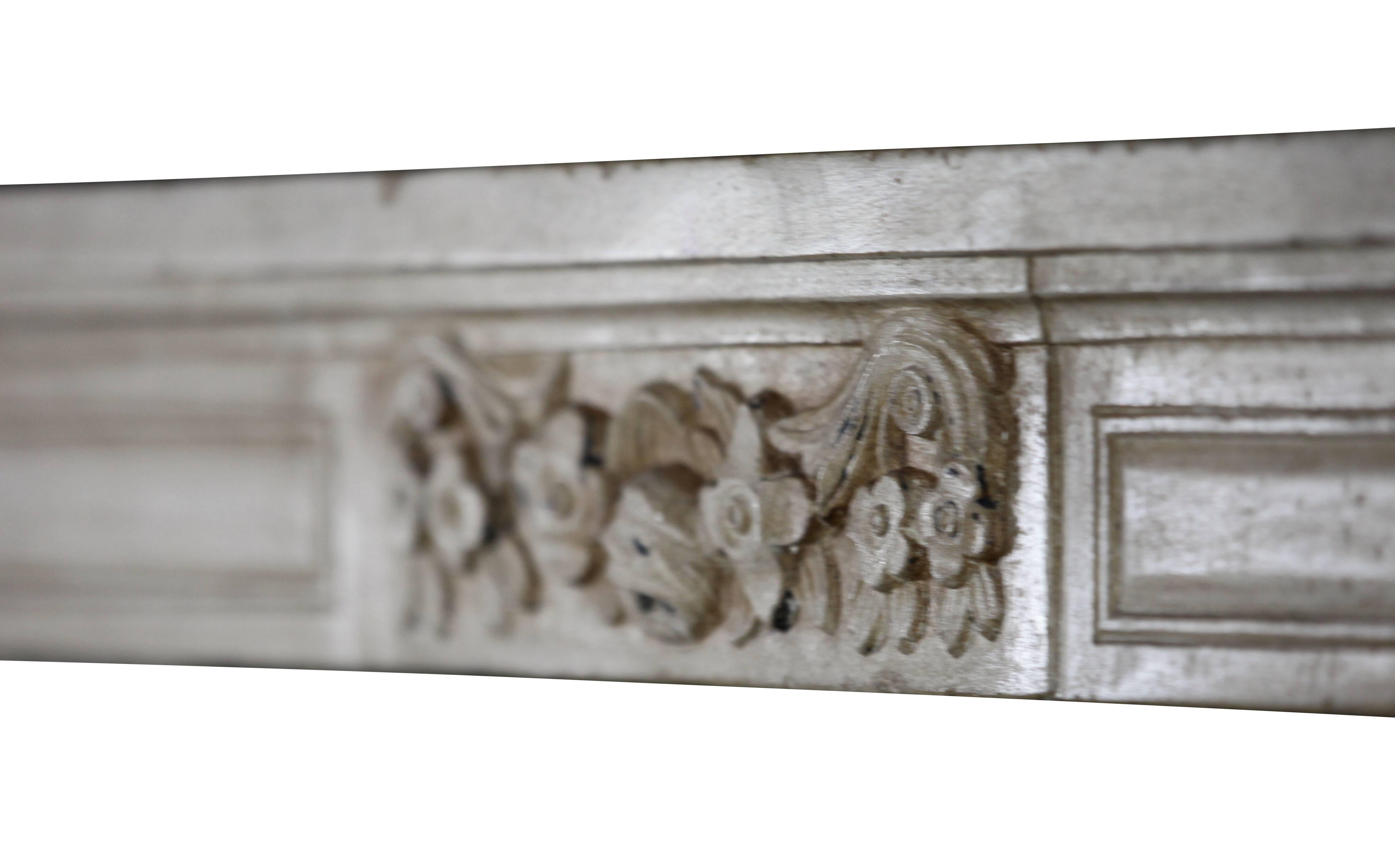 Louis XVI 18th Century French Limestone Country Antique Fireplace Surround