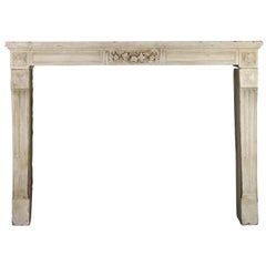 18th Century French Limestone Country Antique Fireplace Surround