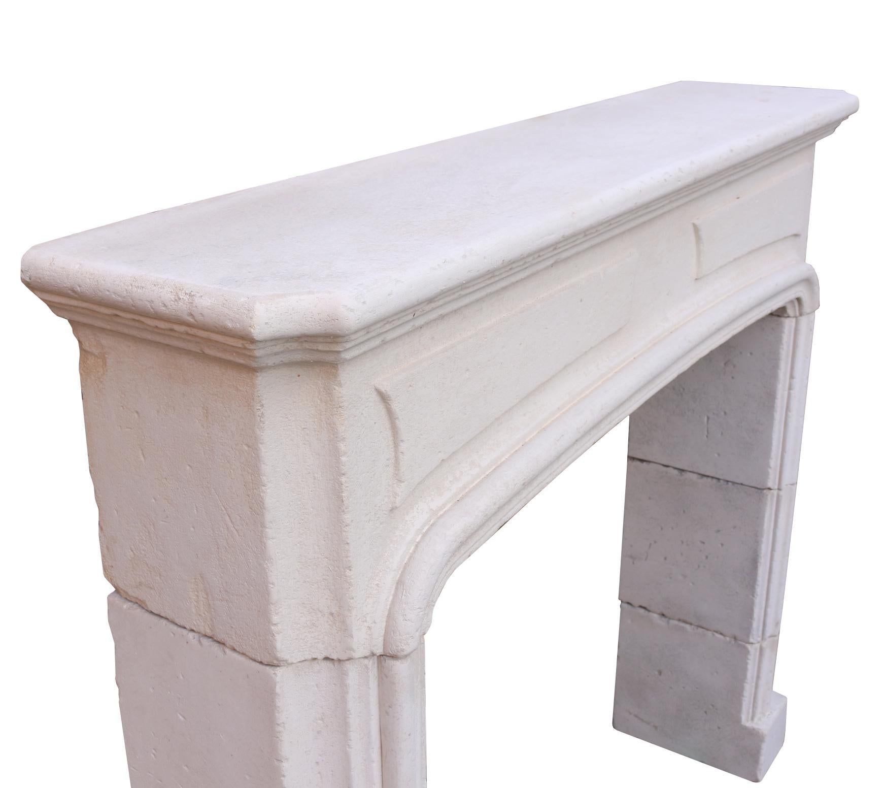 20th Century 18th Century French Limestone Fire Mantel For Sale