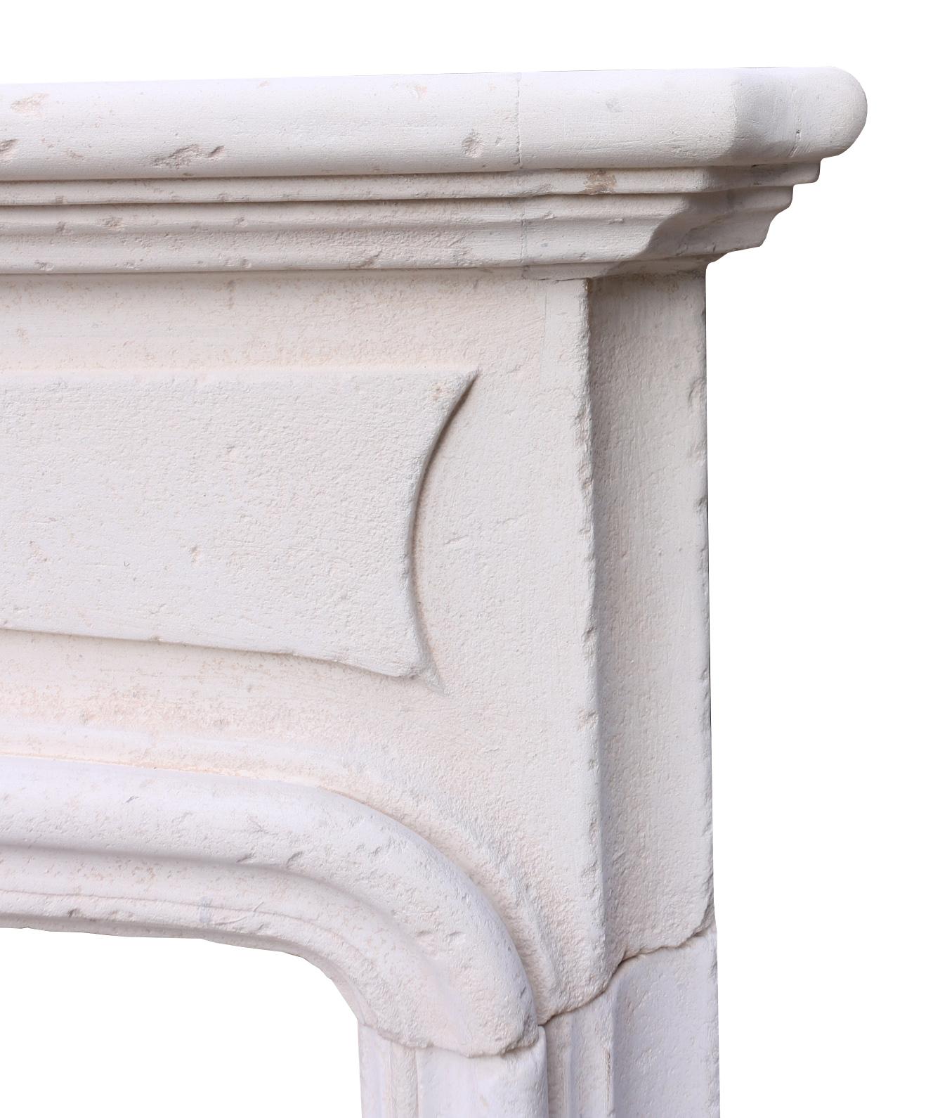 18th Century French Limestone Fire Mantel For Sale 1