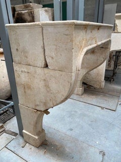 18th Century French Limestone Fireplace Mantel