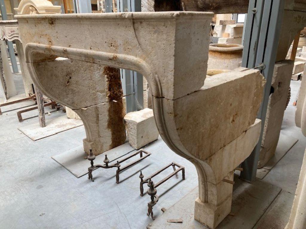 18th Century French Limestone Fireplace Mantel For Sale 1