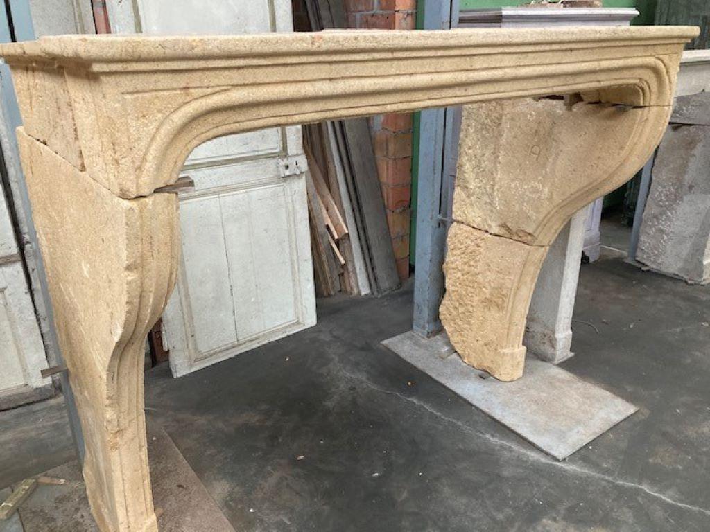 18th Century French Limestone Fireplace Mantel For Sale 1