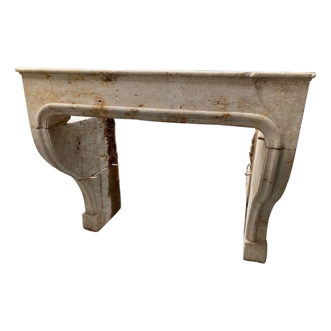 18th Century French Limestone Fireplace Mantel