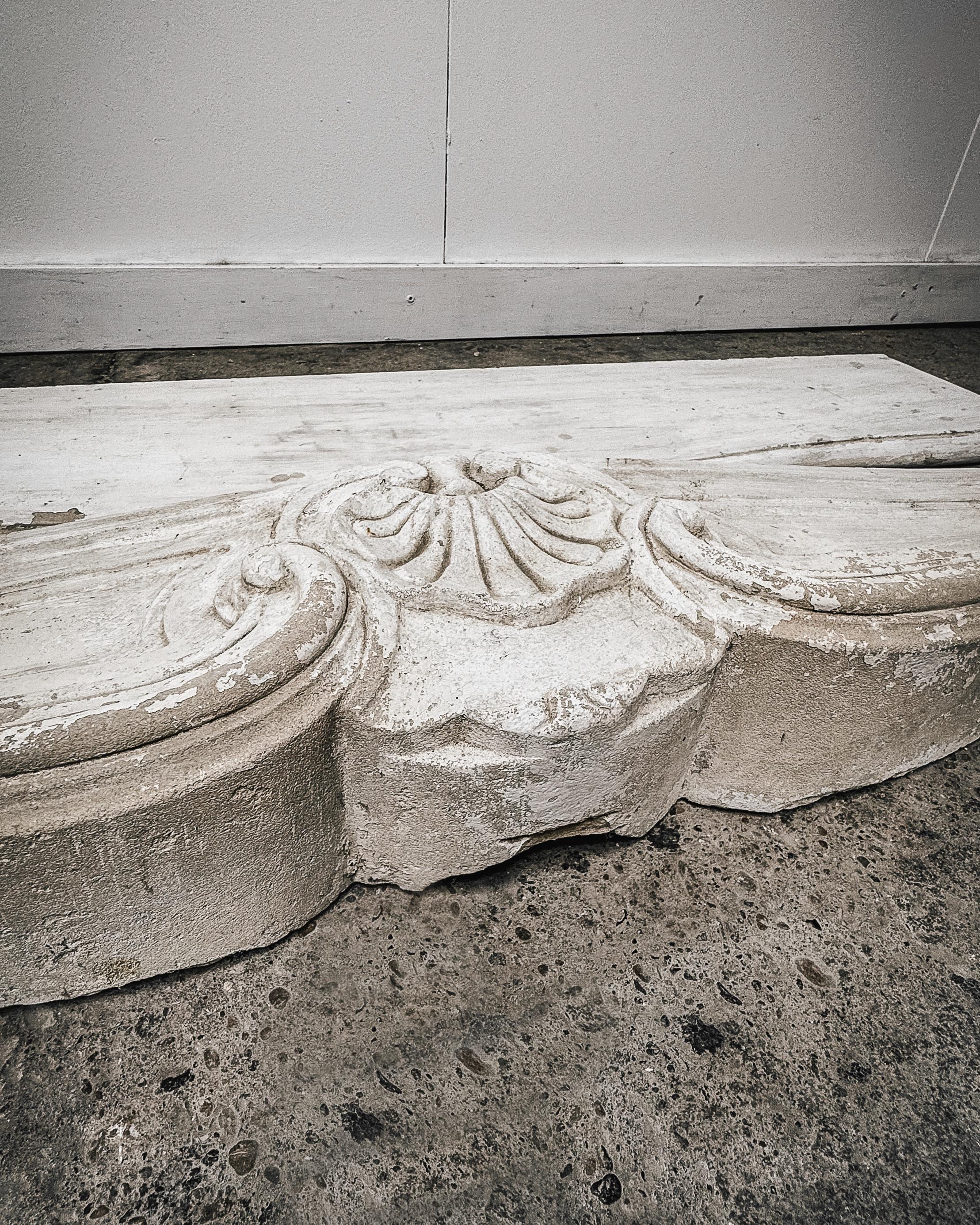 18th Century French Limestone Fireplace Mantel with Shell Detail 9