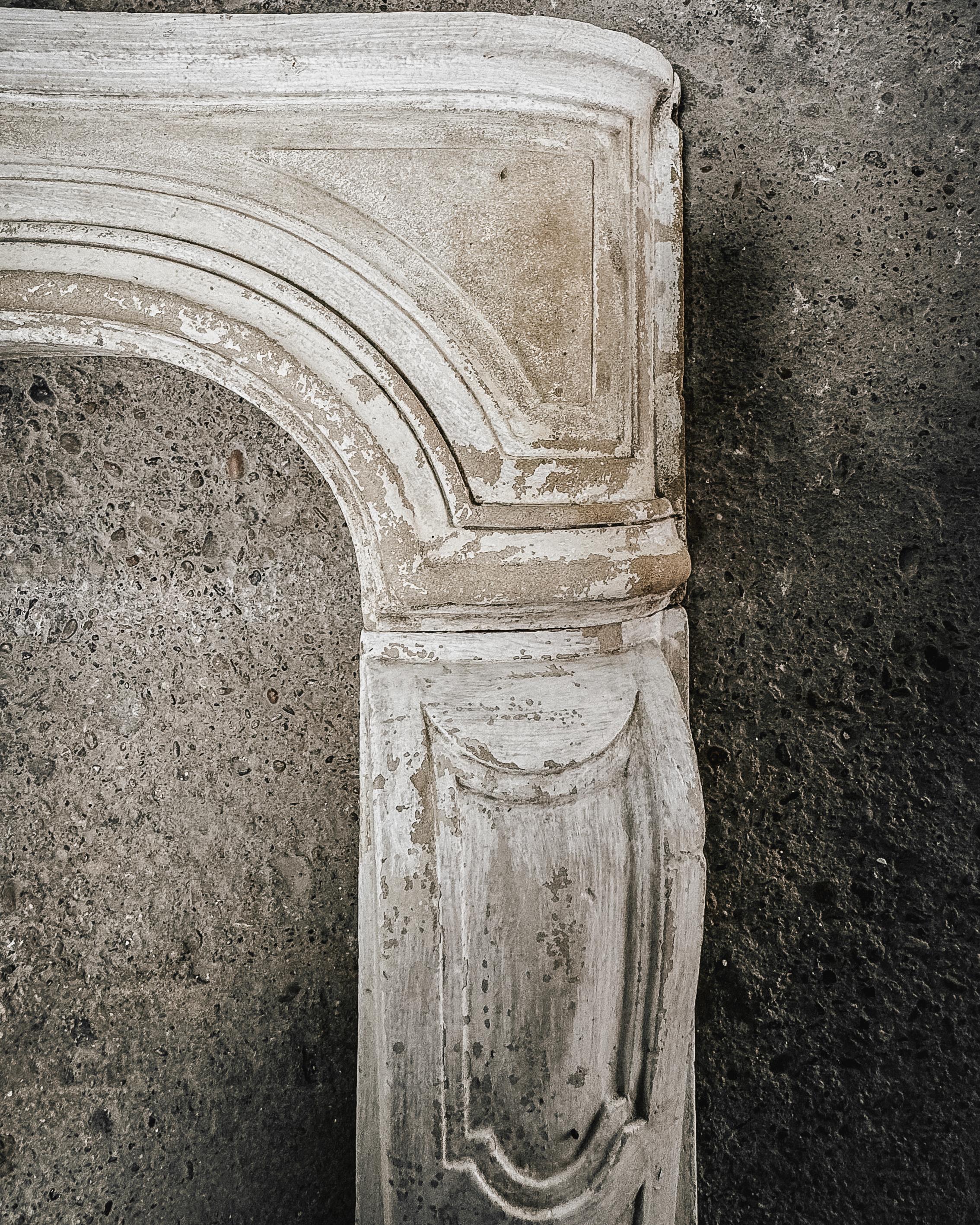 18th Century French Limestone Fireplace Mantel with Shell Detail 11