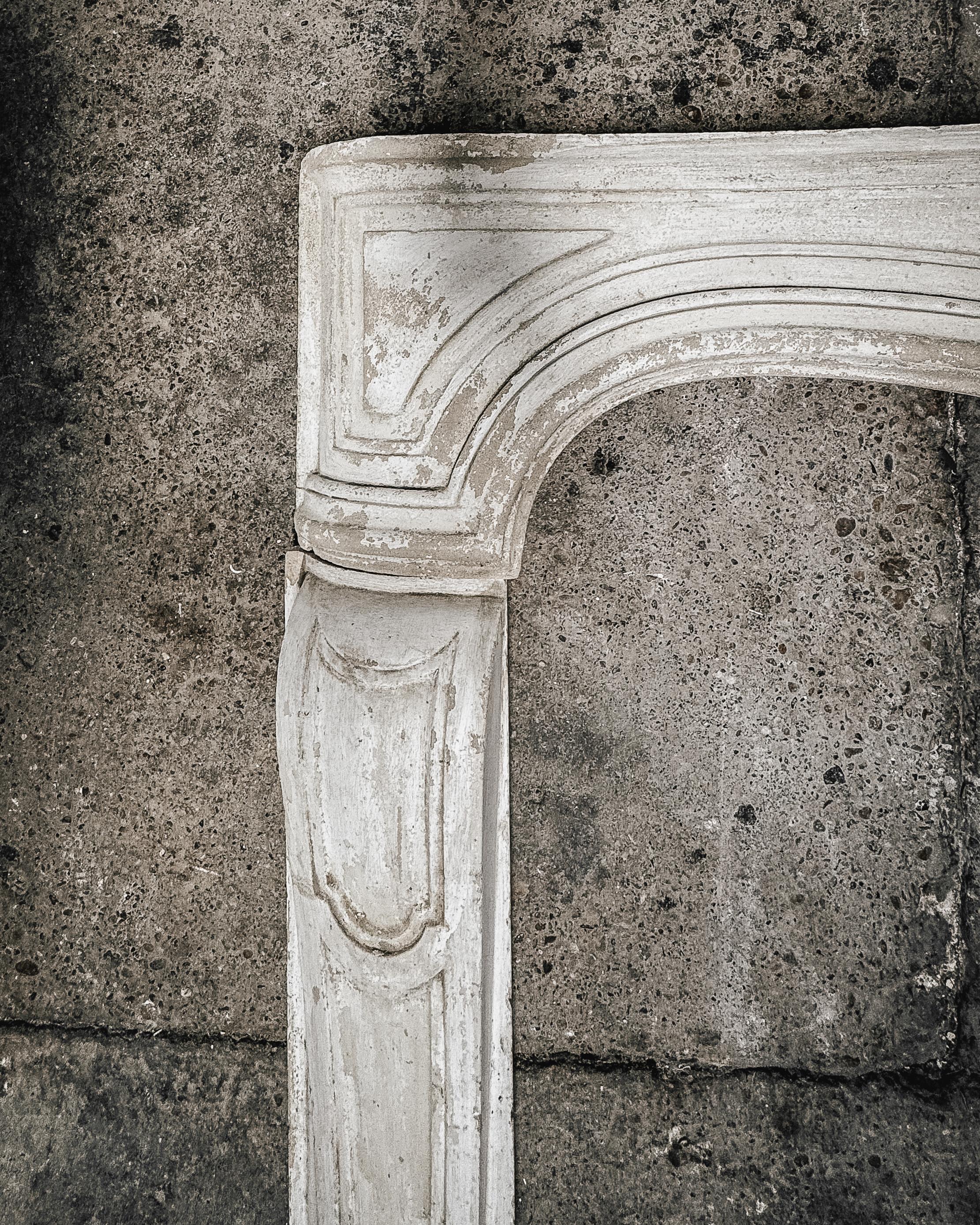 18th Century French Limestone Fireplace Mantel with Shell Detail 4